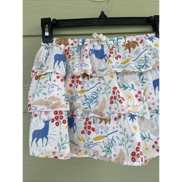 Mini Boden x Harry Potter White Tiered Floral Animal Skirt Drawstring Waist 4-5Y - Picture 2 of 6